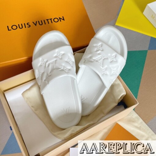 Replica Louis Vuitton Waterfront Mules In White Monogram Rubber 6