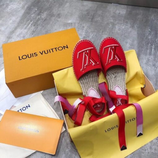 Replica Louis Vuitton LV Escale Starboard Flat Espadrille Red 4