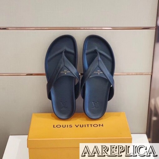 Replica Louis Vuitton Mirabeau Thong In Black Leather 6