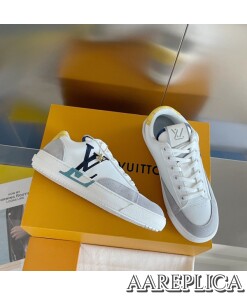 Replica Louis Vuitton Charlie Sneakers In White Leather With Blue Detail 2