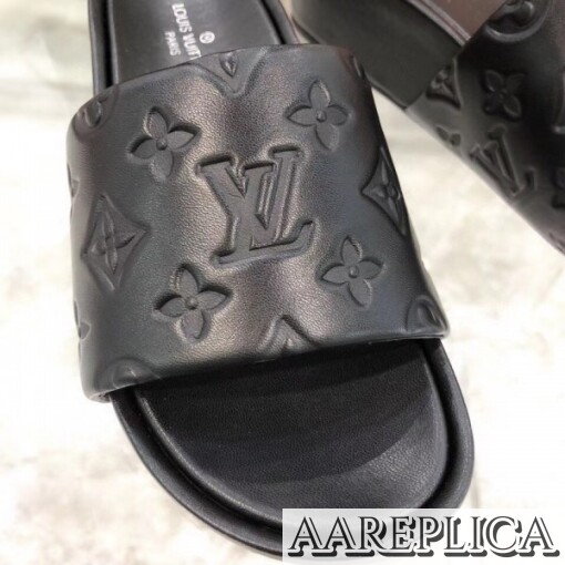 Replica Louis Vuitton Jumbo Flatform Mules In Black Monogram Lambskin 8