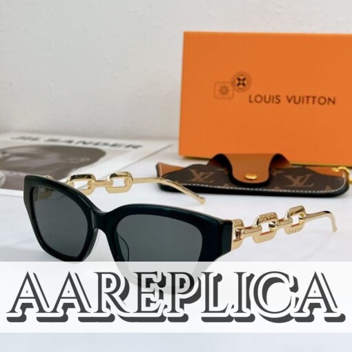 Replica Louis Vuitton Black LV Edge Sunglasses Z1473E 2