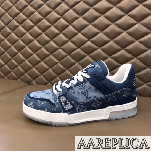 Replica Louis Vuitton LV Trainer Sneakers In Monogram Denim 3