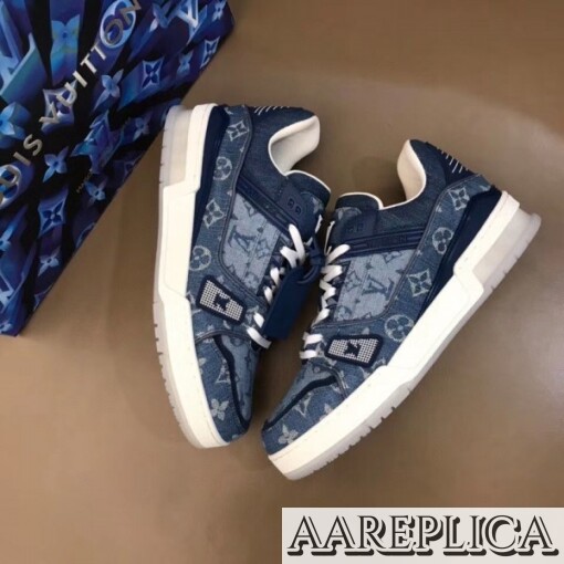 Replica Louis Vuitton LV Trainer Sneakers In Monogram Denim 7