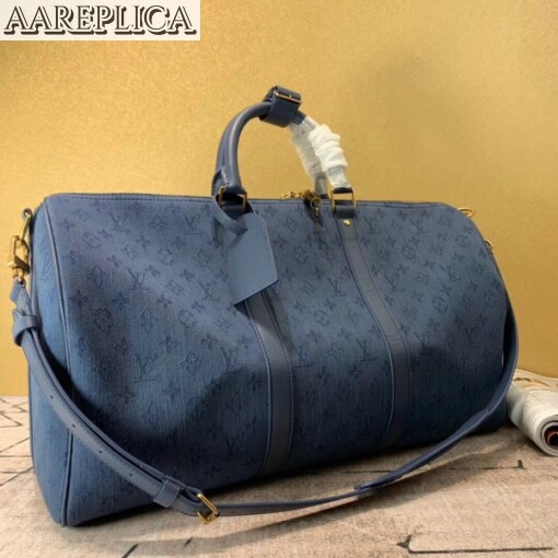 Replica Louis Vuitton Keepall Bandouliere 50 Monogram Denim M44645 3