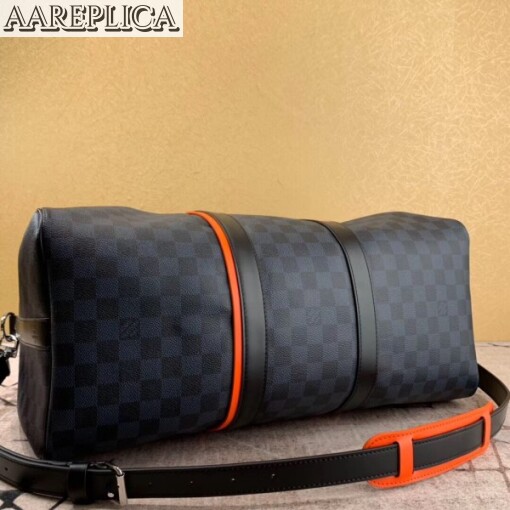 Replica Louis Vuitton Keepall Bandouliere 45 Damier Cobalt Race N40166 3