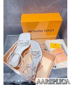 Replica Louis Vuitton Nova 90MM Sandals In White Lambskin 2