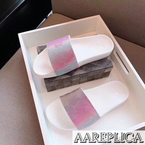 Replica Louis Vuitton Waterfront Mules In Pink Iridescent Monogram 2