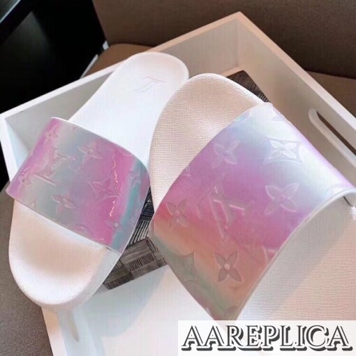 Replica Louis Vuitton Waterfront Mules In Pink Iridescent Monogram 3