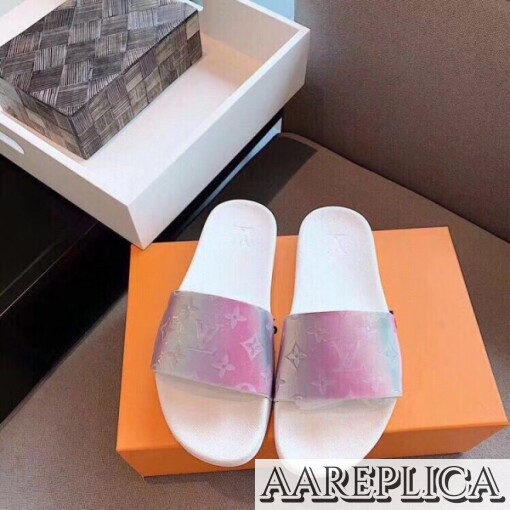 Replica Louis Vuitton Waterfront Mules In Pink Iridescent Monogram 6