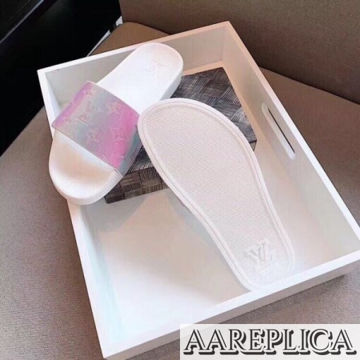 Replica Louis Vuitton Waterfront Mules In Pink Iridescent Monogram 8