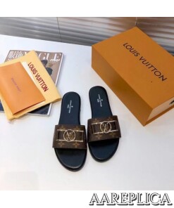 Replica Louis Vuitton Lock It Flat Mules In Monogram Canvas 2