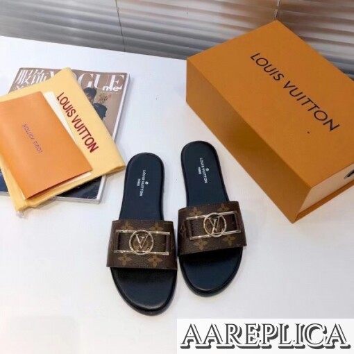 Replica Louis Vuitton Lock It Flat Mules In Monogram Canvas 2