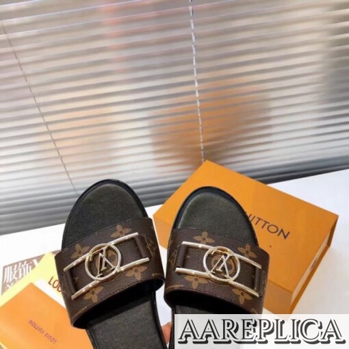 Replica Louis Vuitton Lock It Flat Mules In Monogram Canvas 3