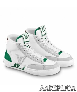 Replica Louis Vuitton White Charlie Sneaker Boots With Vert Detail 2