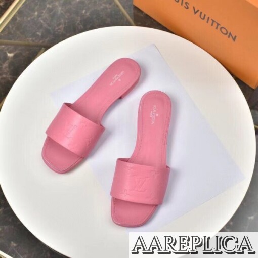 Replica Louis Vuitton Revival Flat Mules In Pink Monogram Lambskin 3