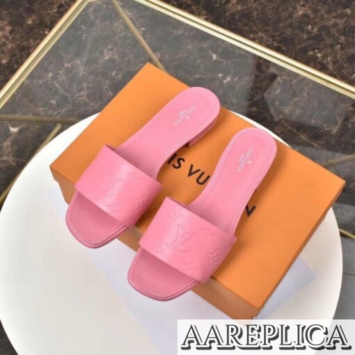 Replica Louis Vuitton Revival Flat Mules In Pink Monogram Lambskin 4