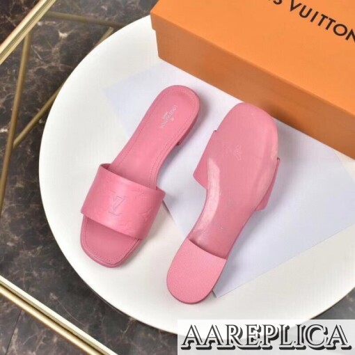 Replica Louis Vuitton Revival Flat Mules In Pink Monogram Lambskin 7