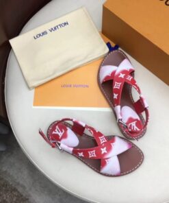 Replica Louis Vuitton LV Escale Palma Flat Sandals Red 2