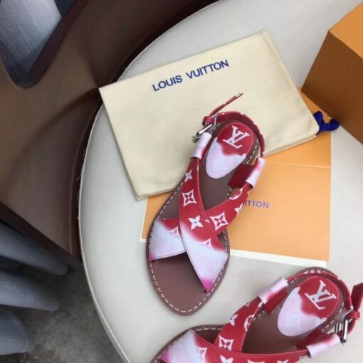 Replica Louis Vuitton LV Escale Palma Flat Sandals Red 3