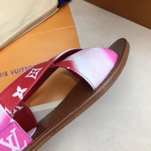 Replica Louis Vuitton LV Escale Palma Flat Sandals Red 5