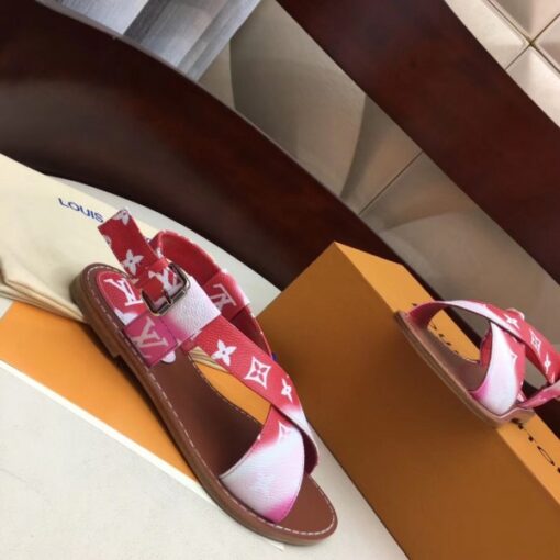 Replica Louis Vuitton LV Escale Palma Flat Sandals Red 6