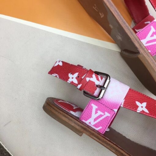 Replica Louis Vuitton LV Escale Palma Flat Sandals Red 8