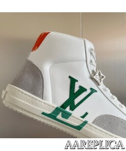 Replica Louis Vuitton White Charlie Sneaker Boots With Green Detail 2