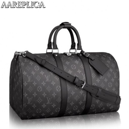 Replica Louis Vuitton Keepall 55 Bandouliere Monogram Eclipse M40605