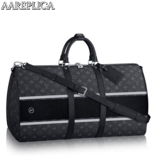 Replica Louis Vuitton Keepall Bandouli??re 55 Monogram Eclipse Flash M43414