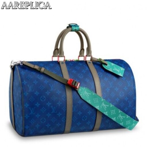 Replica Louis Vuitton Keepall Bandouliere 45 Pacific Blue Monogram M43855