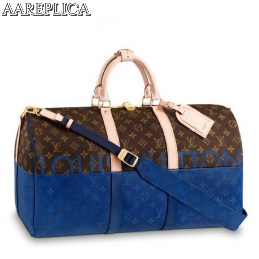 Replica Louis Vuitton Keepall Bandouliere 50 Monogram Pacific Blue M43861