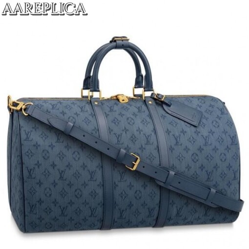 Replica Louis Vuitton Keepall Bandouliere 50 Monogram Denim M44645