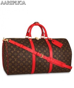 Replica Louis Vuitton Keepall Bandouli??re 50 Monogram Red M44740