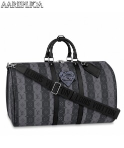 Replica Louis Vuitton Keepall Bandouliere 55 Monogram Stripes Eclipse M45966