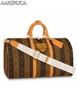 Replica Louis Vuitton Keepall Bandouliere 50 Monogram Stripes Eclipse M45967