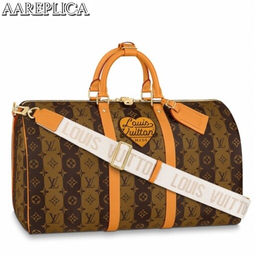 Replica Louis Vuitton Keepall Bandouliere 50 Monogram Stripes Eclipse M45967