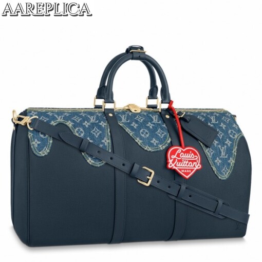 Replica Louis Vuitton Keepall Bandouliere 50 Leather Denim M45975