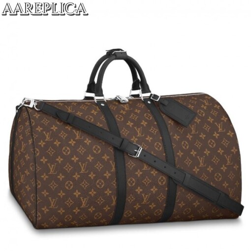 Replica Louis Vuitton Keepall Bandouli??re 55 Monogram Macassar M56714