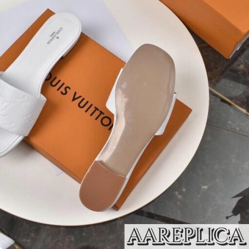 Replica Louis Vuitton Revival Flat Mules In White Monogram Lambskin 4