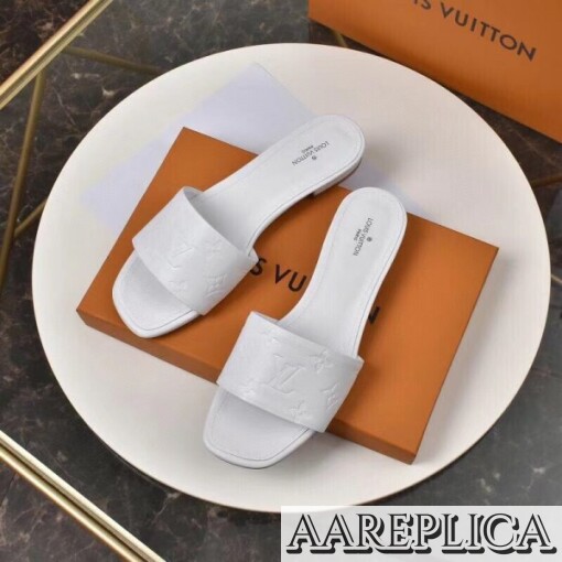 Replica Louis Vuitton Revival Flat Mules In White Monogram Lambskin 6