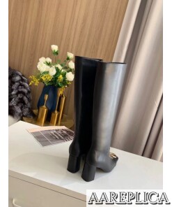 Replica Louis Vuitton Black Madeleine High Boots 2