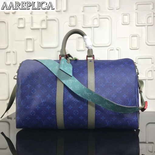 Replica Louis Vuitton Keepall Bandouliere 45 Pacific Blue Monogram M43855 3