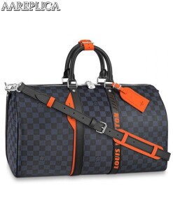 Replica Louis Vuitton Keepall Bandouliere 45 Damier Cobalt Race N40166