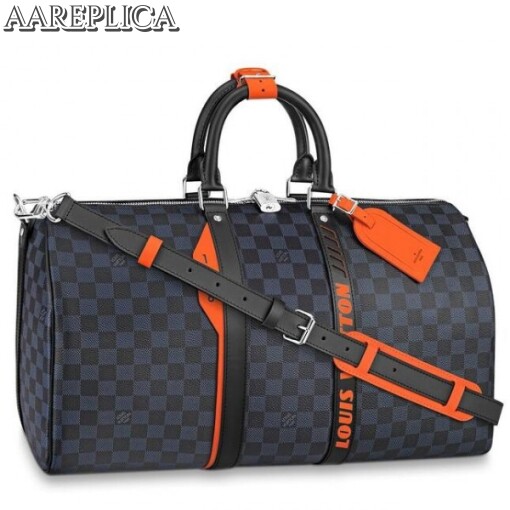 Replica Louis Vuitton Keepall Bandouliere 45 Damier Cobalt Race N40166