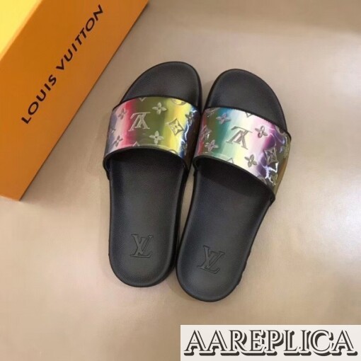 Replica Louis Vuitton Waterfront Mules In Black Iridescent Monogram 8