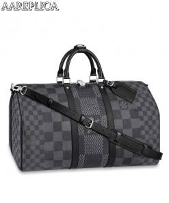 Replica Louis Vuitton Keepall Bandouliere 50 Damier Graphite 3D N50016