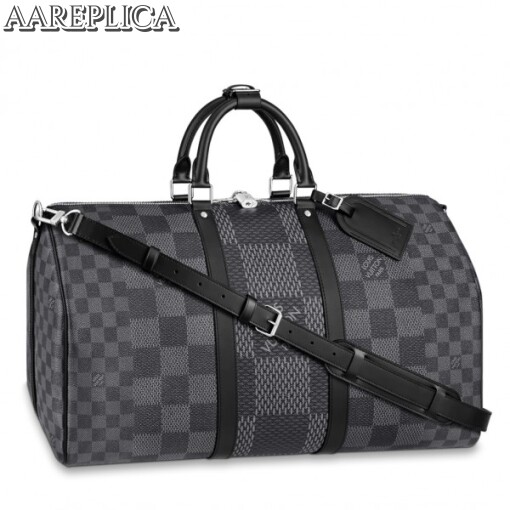 Replica Louis Vuitton Keepall Bandouliere 50 Damier Graphite 3D N50016