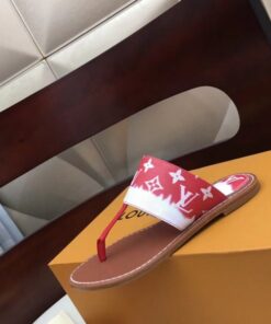 Replica Louis Vuitton LV Escale Palma Flat Thong Red 2