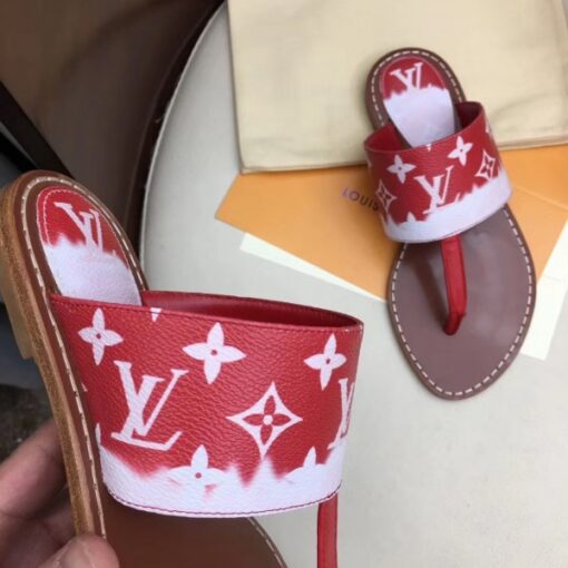 Replica Louis Vuitton LV Escale Palma Flat Thong Red 6